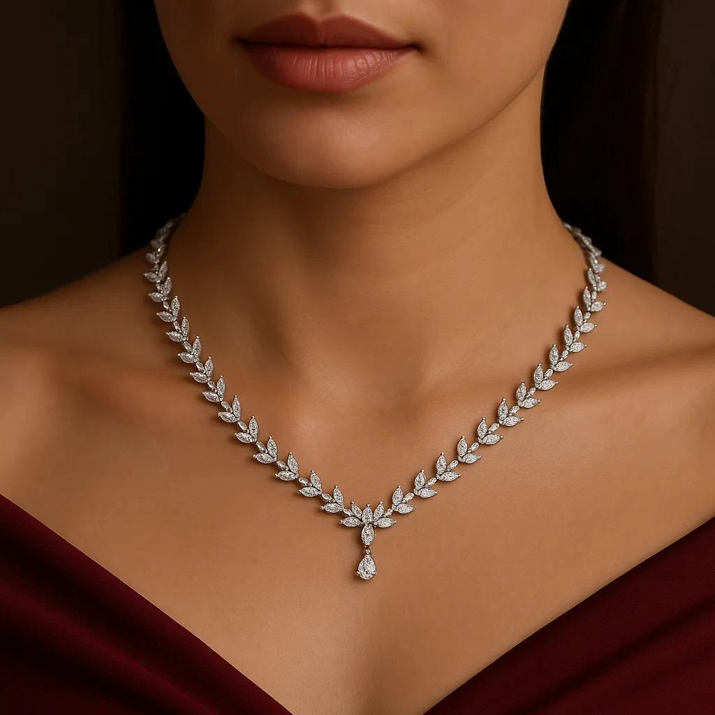š Premium CZ Diamond Necklace & Earrings Set