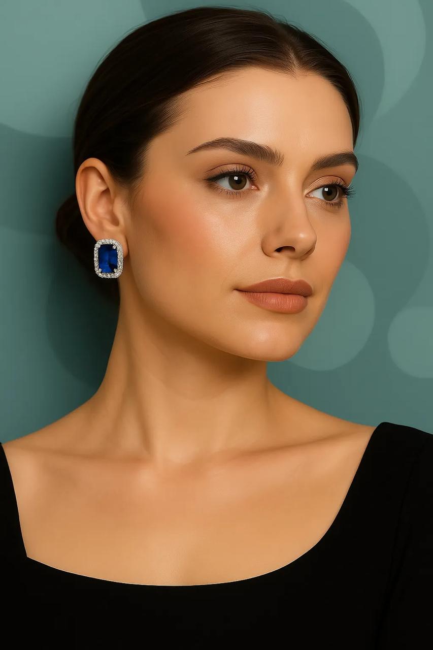 Midnight Sapphire Statement Necklace Set ā Rhodium Plated with CZ Accents