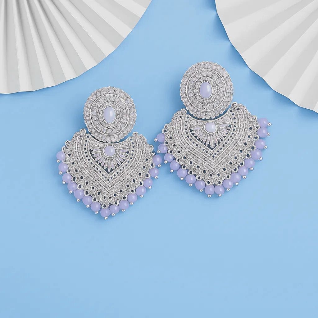 Lavender Luxe Rhodium Plated Statement Earrings
