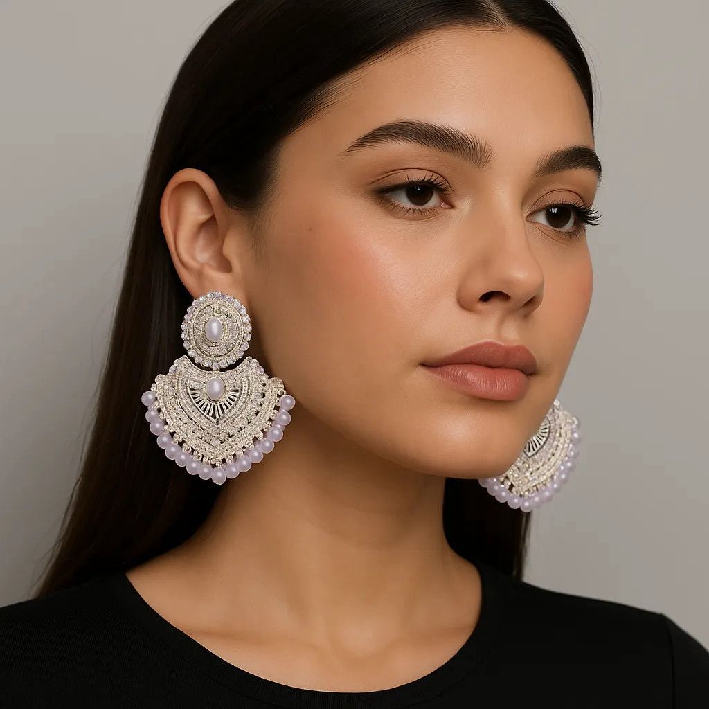 Lavender Luxe Rhodium Plated Statement Earrings