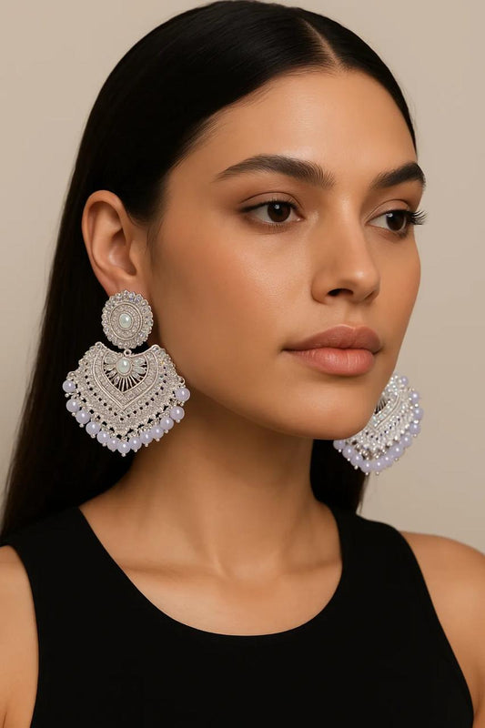 Lavender Luxe Rhodium Plated Statement Earrings